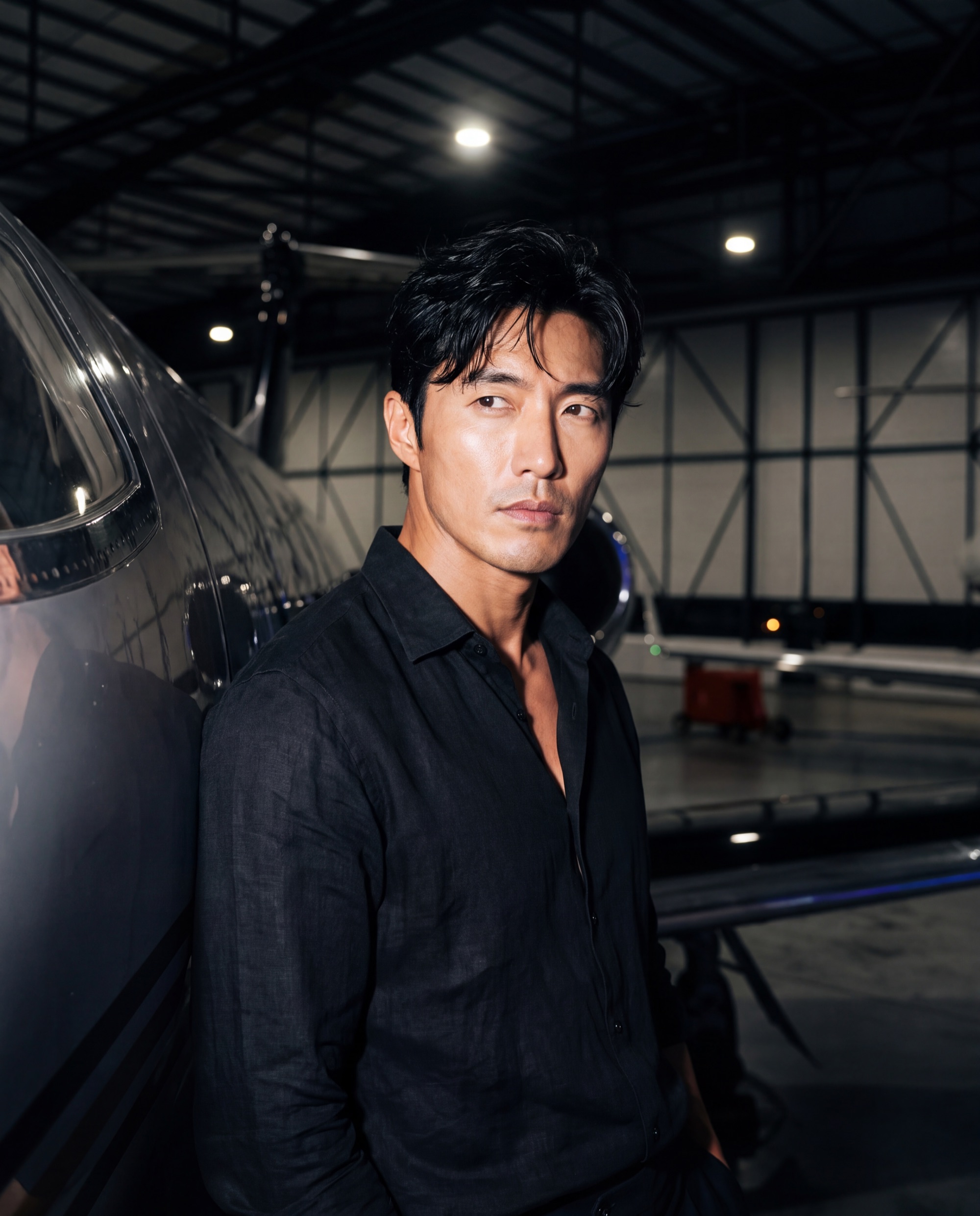 Kenji Hiro no hangar, à noite